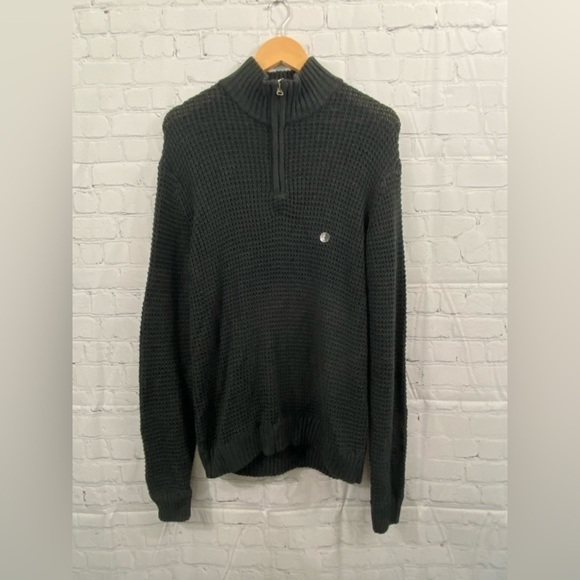 Aeropostale Other - Aeropostale Black Waffle Cable Knit Mens Size Large Mock Neck Sweater